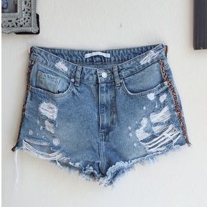 SOLD High Waisted Distressed Jean Shorts